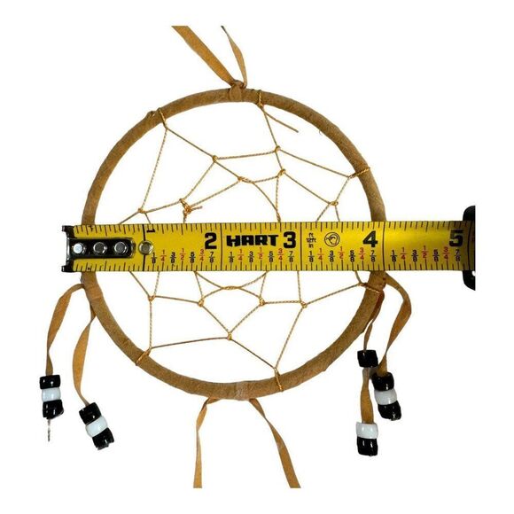 Handcrafted Dreamcatcher Feathers & Beads 4" Handmade Southwest Decor Authentic - Picture 6 of 6
